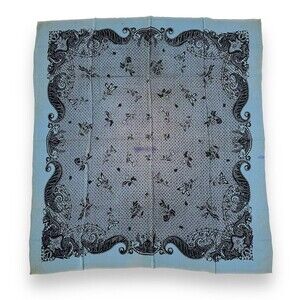 Vintage Black Square Scarf 34.5” X 37.5” Women Paisley Scarve